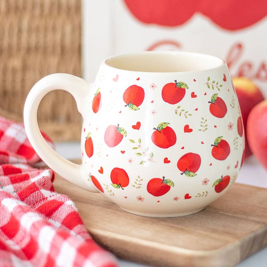 Apple print rounded ceramic mug