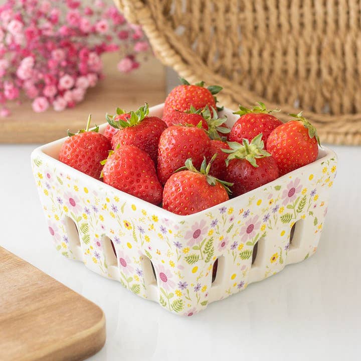 Daisy and Duck decorative ceramic basket