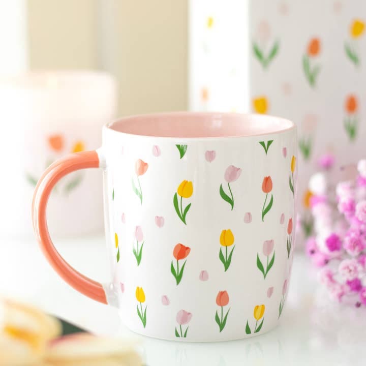 Tulip print ceramic mug